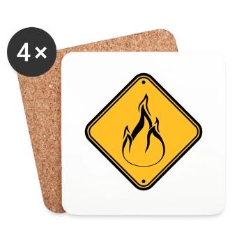 hinweis schild warnung achtung vorsicht gefahr feu - Untersetzer (4er-Set) - Weiß - Vorne