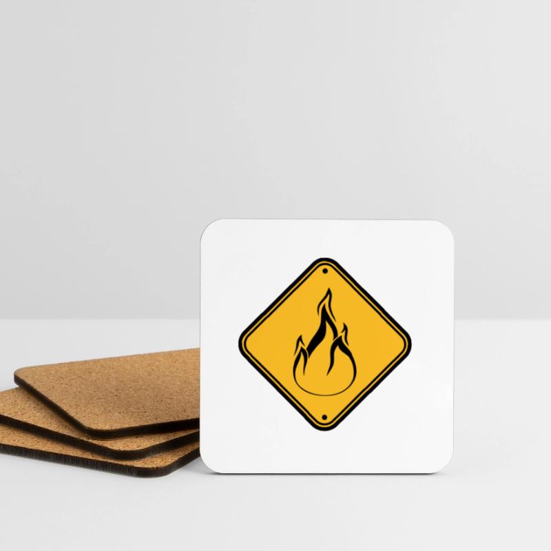 note shield warning caution caution hazard feu Coasters (set of 4)