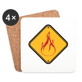 schild hinweis warnung achtung vorsicht gefahr feu - Untersetzer (4er-Set) - Weiß - Vorne