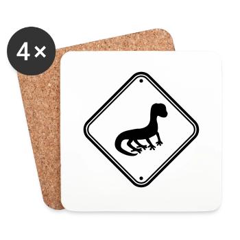 Attention caution caution sign shield silhouette - Coasters (set of 4) - white - Front