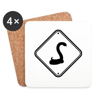 serpent aveugle attention prudence attention h - Dessous de verre (lot de 4) - blanc - Devant