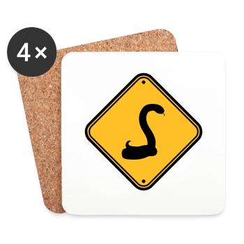 serpent attention prudence mise en garde note signe s - Dessous de verre (lot de 4) - blanc - Devant