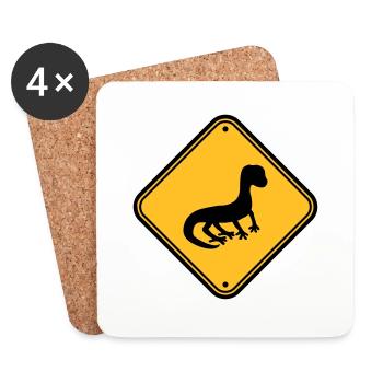 warnung achtung vorsicht hinweis schild silhouette - Untersetzer (4er-Set) - Weiß - Vorne