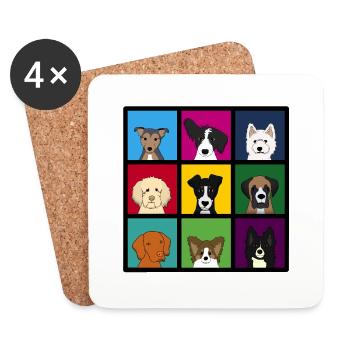 9 x dogs head colourful - Coasters (set of 4) - white - Front