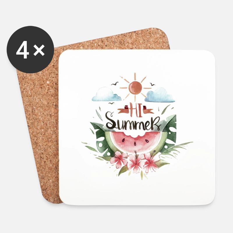 Sommer Wassermelone - Untersetzer (4er-Set) - Weiß
