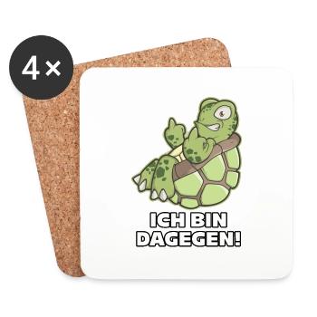 Schildkröte Mittelfinger ICH BIN DAGEGEN - Untersetzer (4er-Set) - Weiß - Vorne