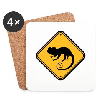 shield note caution warning caution danger con - Coasters (set of 4) - white - Front
