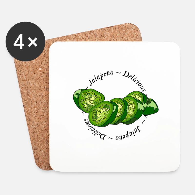 Jalapeno Slices Chili Chilli Pepper Spicy Scharf - Untersetzer (4er-Set) - Weiß