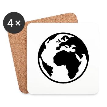 Terre - Monde - Globe - 1C - Dessous de verre (lot de 4) - blanc - Devant