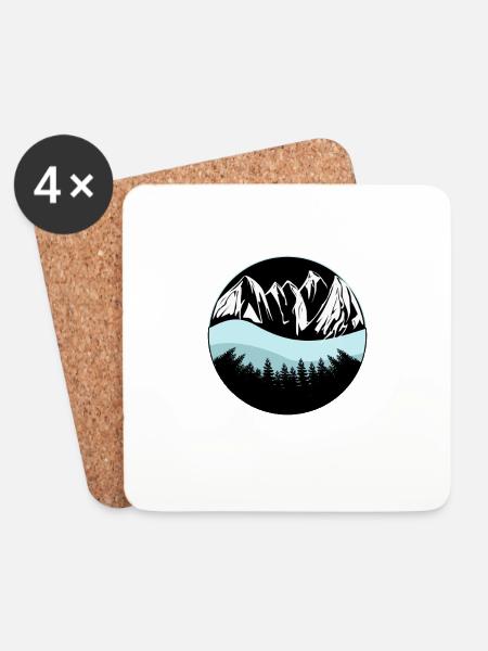 Berge, Schnee und das Meer - Untersetzer (4er-Set) - Weiß