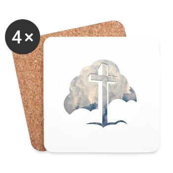 Jesus Wolken Jesus Kreuz - Untersetzer (4er-Set) - Weiß - Vorne