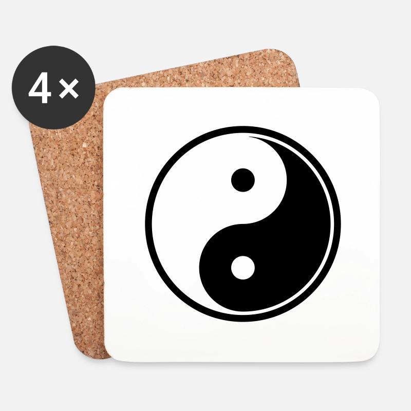 Yin und Yang - Untersetzer (4er-Set) - Weiß