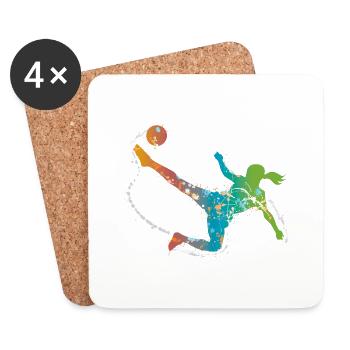 femelle football de - Dessous de verre (lot de 4) - blanc - Devant