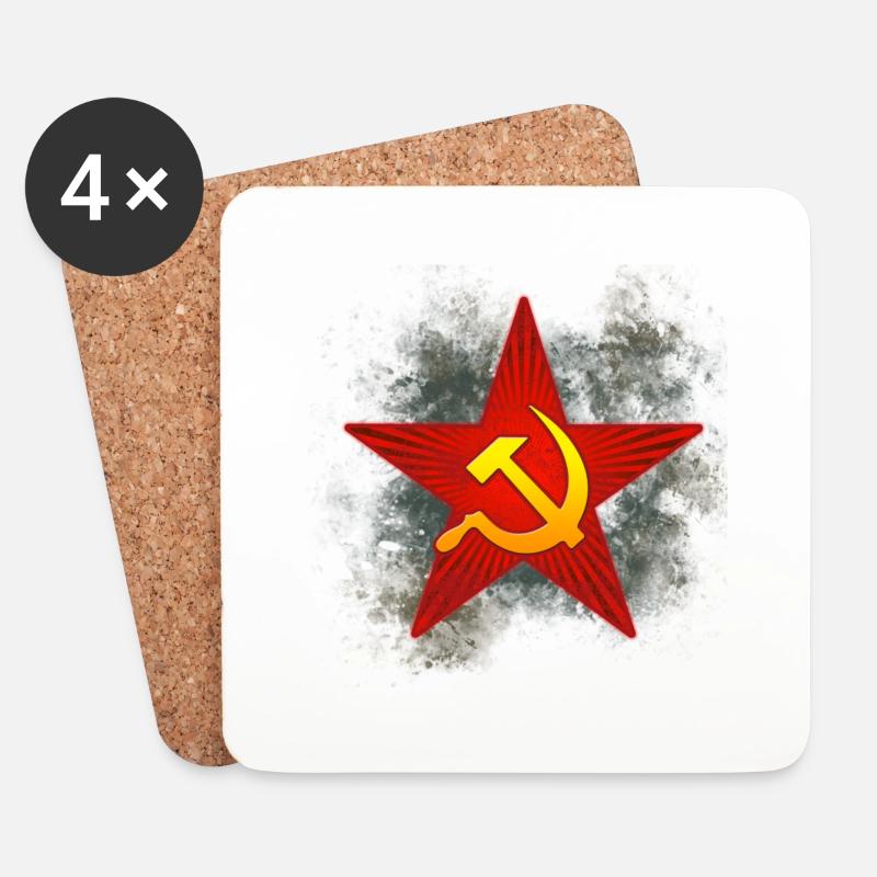 Soviet red star emblem - Coasters (set of 4) - white