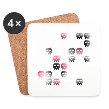 pixel skull game shot - Coasters (set of 4) - white - Front