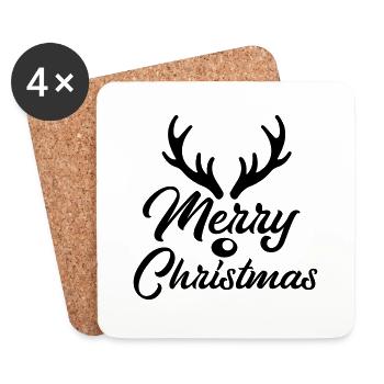 Merry Christmas antler men women kids - Untersetzer (4er-Set) - Weiß - Vorne