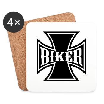 Biker cross - Untersetzer (4er-Set) - Weiß - Vorne