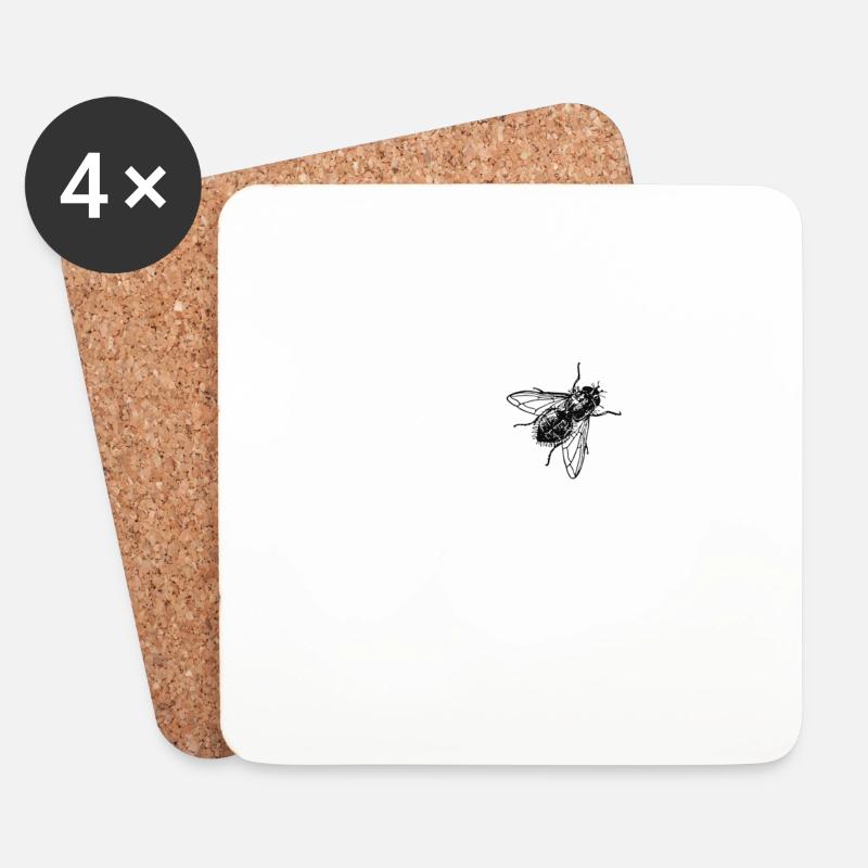 fliege - Untersetzer (4er-Set) - Weiß