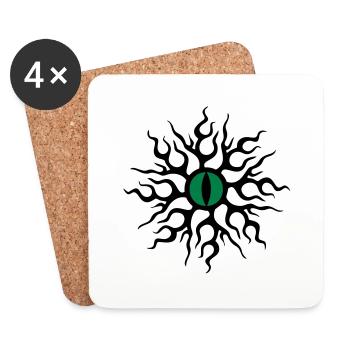 Drachenauge, Dragon Eye, Tattoo Style, Drache Auge - Untersetzer (4er-Set) - Weiß - Vorne