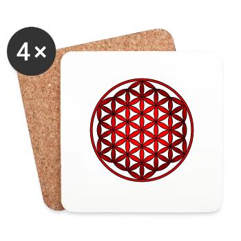 Fleur de vie, ésotérique, fleur de vie, yoga - Dessous de verre (lot de 4) - blanc - Devant