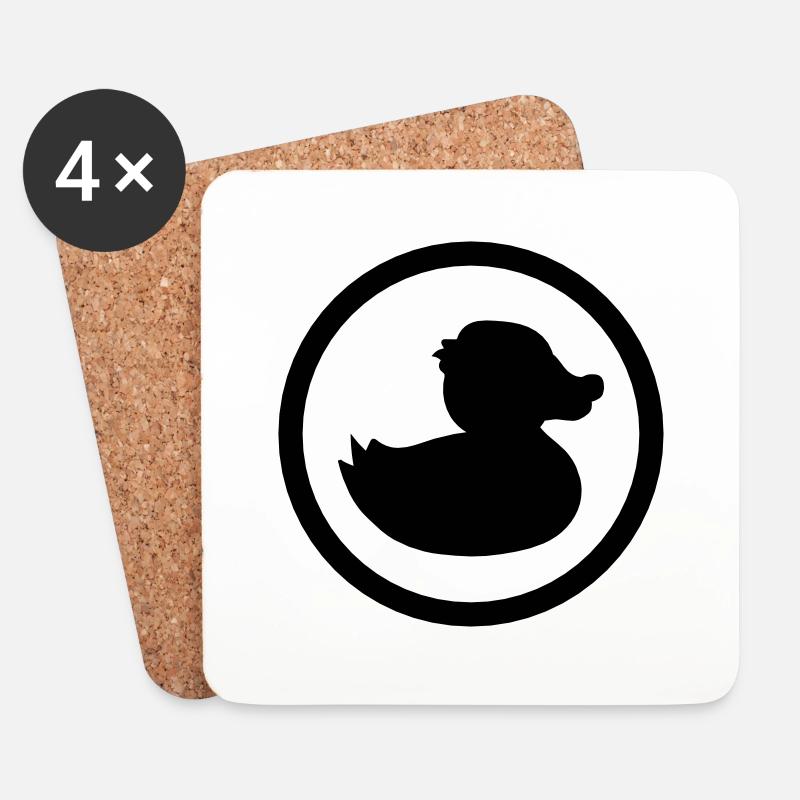 kreis rund logo quietscheente gummiente badeente e - Untersetzer (4er-Set) - Weiß