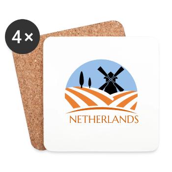 Hollande Netherlands Amsterdam cadeau vacances - Dessous de verre (lot de 4) - blanc - Devant