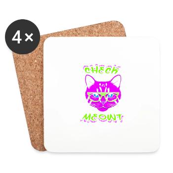 Check Meowt - Coasters (set of 4) - white - Front
