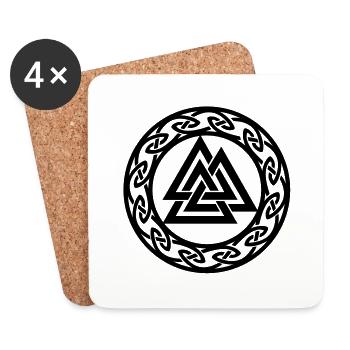 Valknut ,noeud sans fin celtique, Wotan, Odin - Dessous de verre (lot de 4) - blanc - Devant