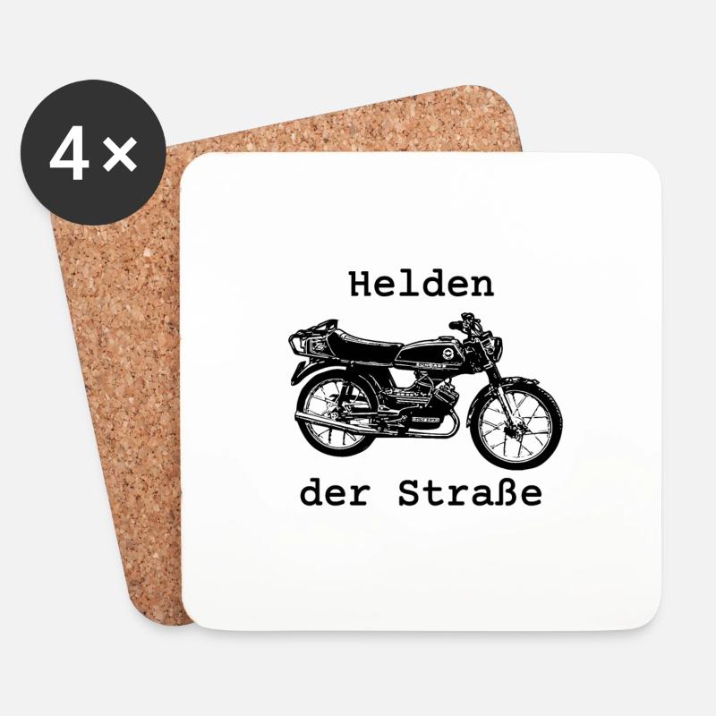 Helden der Straße Zündapp ZD 50 TS 25 km/h Mofa - Untersetzer (4er-Set) - Weiß