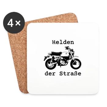 Helden der Straße - Monkey Motorrad Design - Untersetzer (4er-Set) - Weiß - Vorne