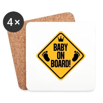 baby_on_board_b - Dessous de verre (lot de 4) - blanc - Devant