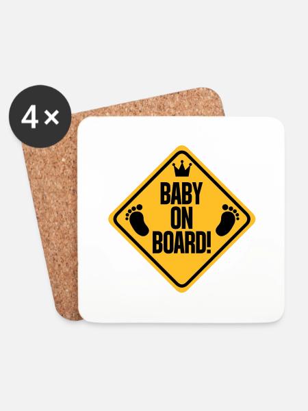 baby_on_board_b - Coasters (set of 4) - white