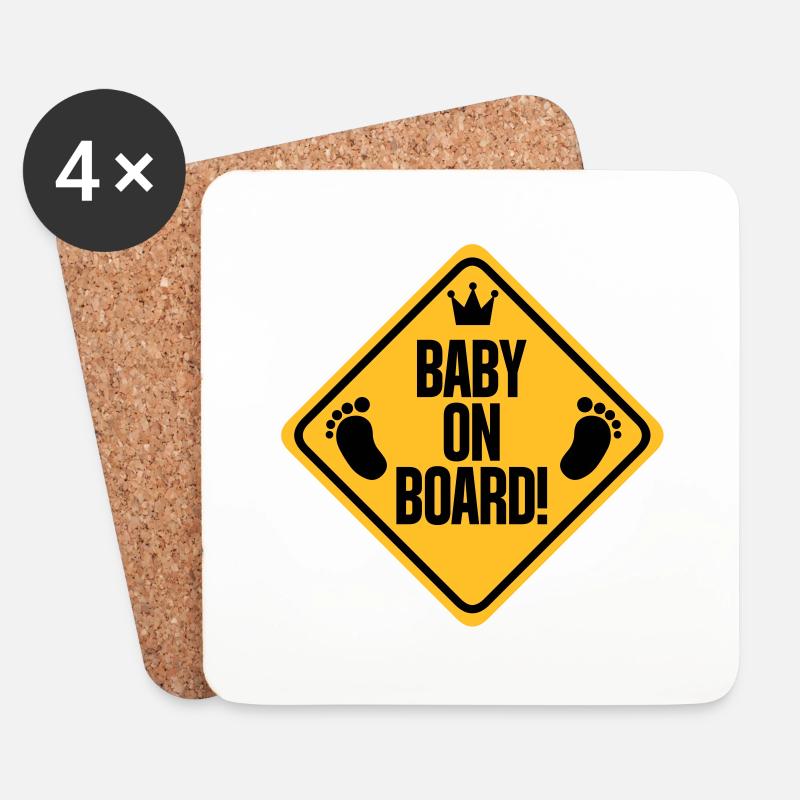baby_on_board_b - Coasters (set of 4) - white