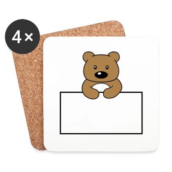 name shield frame text write teddy grizzly ba - Coasters (set of 4) - white - Front