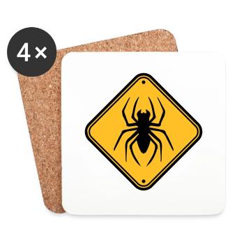 shield warning caution hazard caution zone spider - Coasters (set of 4) - white - Front