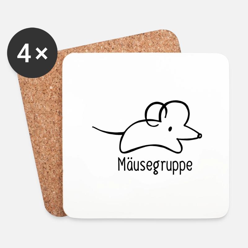 Mäusegruppe - Untersetzer (4er-Set) - Weiß