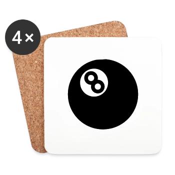 Billard 8Ball Billardkugel 8 - Untersetzer (4er-Set) - Weiß - Vorne