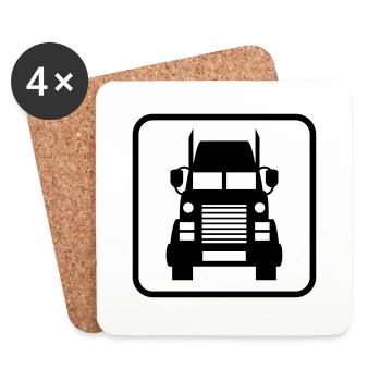 lastwagen schild truck lkw fernfahrer fahren auto - Untersetzer (4er-Set) - Weiß - Vorne