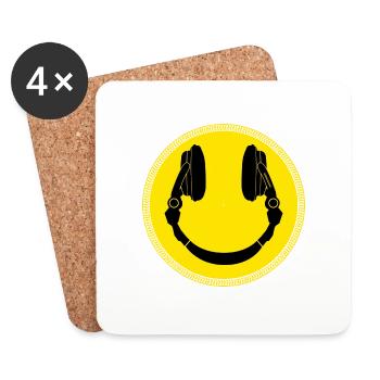 DJ Smilie Kopfhörer Platter - Untersetzer (4er-Set) - Weiß - Vorne
