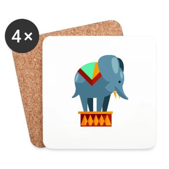 Zirkus Elefant - Untersetzer (4er-Set) - Weiß - Vorne
