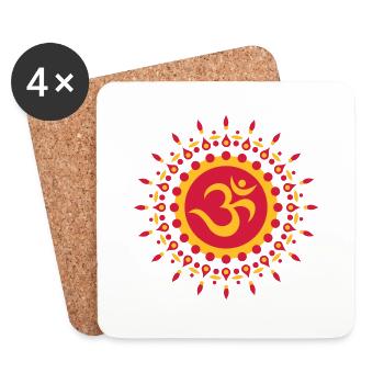 Om Symbol, Mandala, Flower, Sun, Yoga, Meditation - Coasters (set of 4) - white - Front