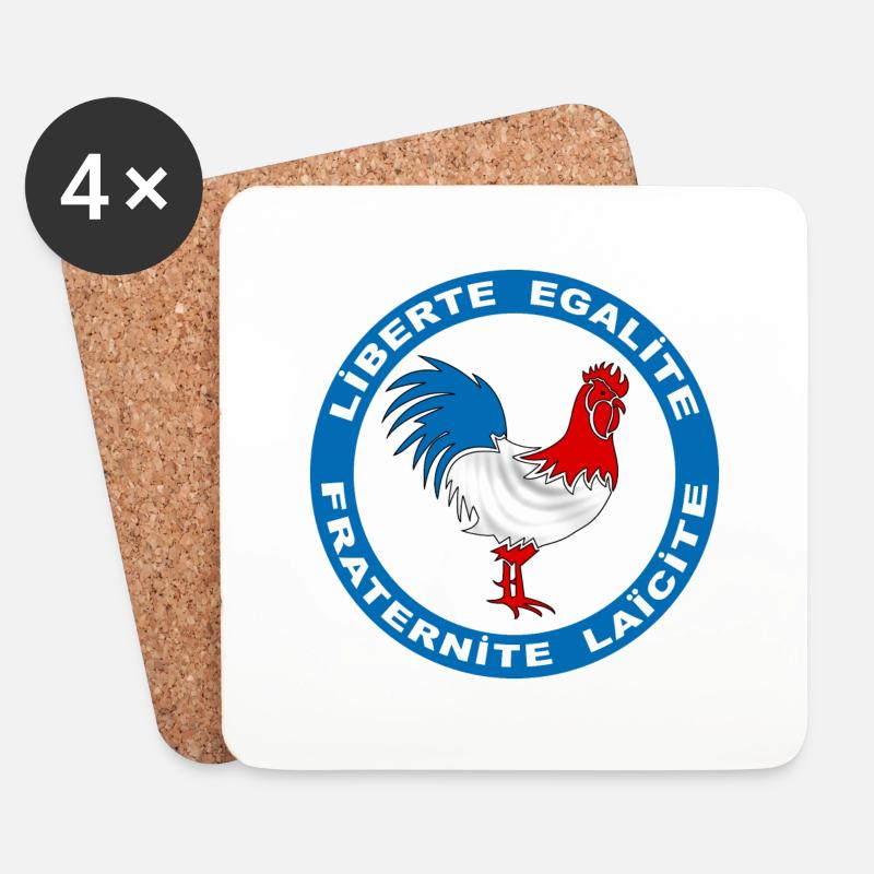 Frankreich Hahn Symbol - Untersetzer (4er-Set) - Weiß