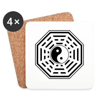 Bagua, Pakua,YIN YANG, Chi, Feng Shui, Martial Art - Coasters (set of 4) - white - Front