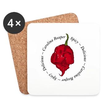 Chili Pepper Chili Pepper Carolina Reaper Hot - Coasters (set of 4) - white - Front