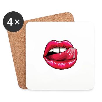 Lick the Lips colorful - Coasters (set of 4) - white - Front