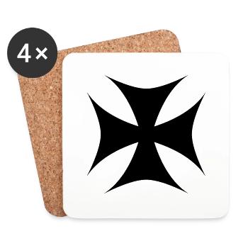 Croix de Templar - Dessous de verre (lot de 4) - blanc - Devant