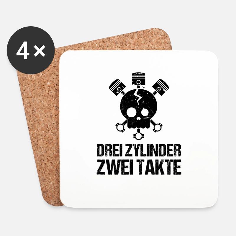 Zweitakt Zylinder Moped Motorrad Motor Geschenk - Untersetzer (4er-Set) - Weiß