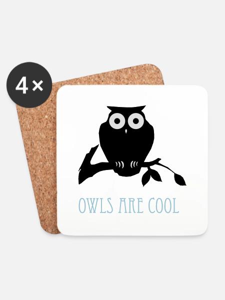 owls are cool - Coasters (set of 4) - white