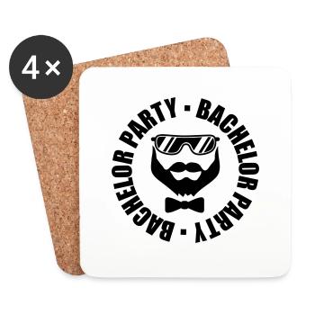 bachelor party stamp circle ring team bache - Coasters (set of 4) - white - Front