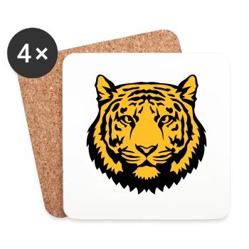 tiger cartoon tiger face 26 - Coasters (set of 4) - white - Front